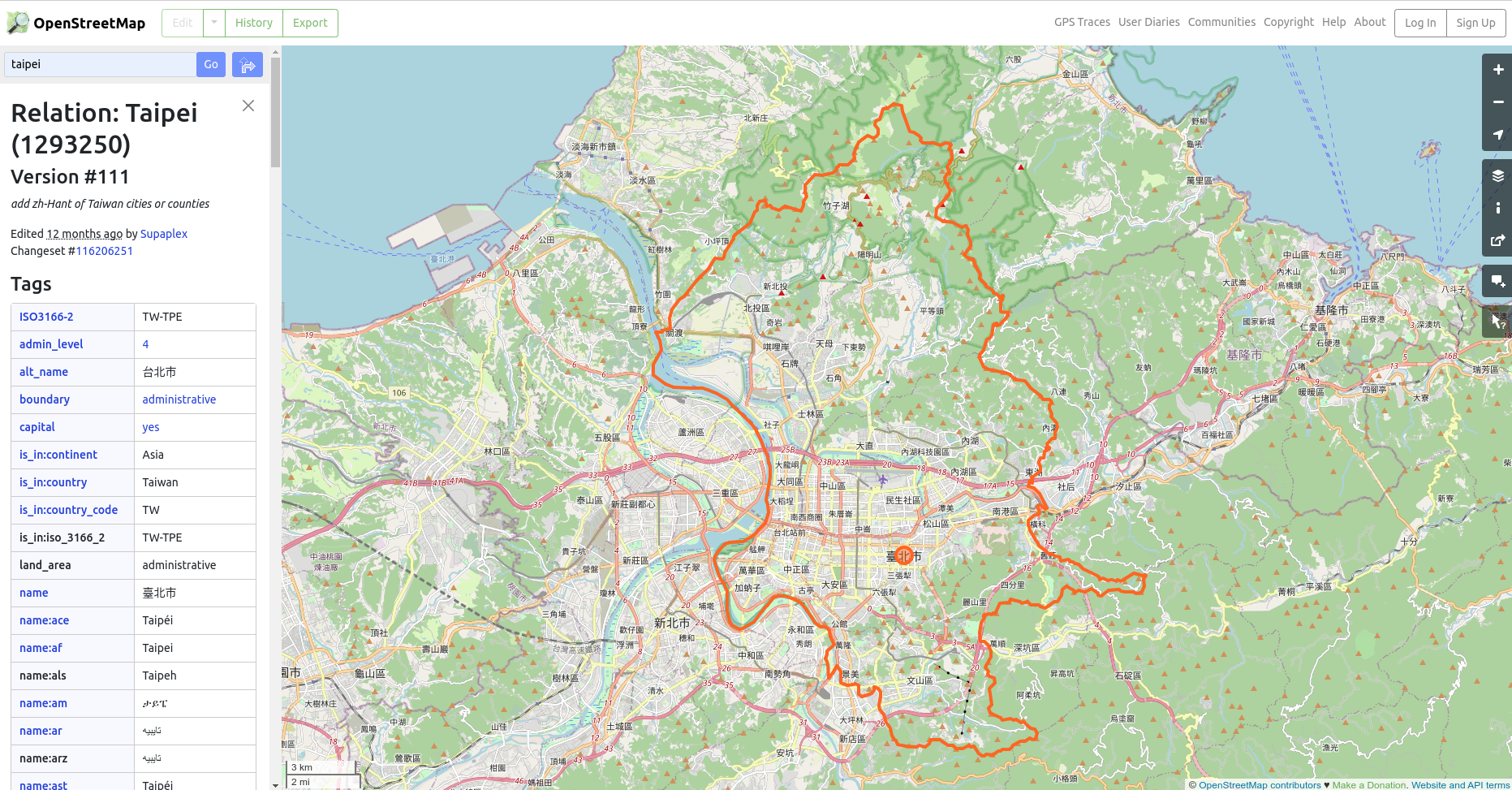 Get relation id from openstreetmap